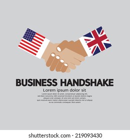 Business Handshake Vector Illustration, USA and UK.