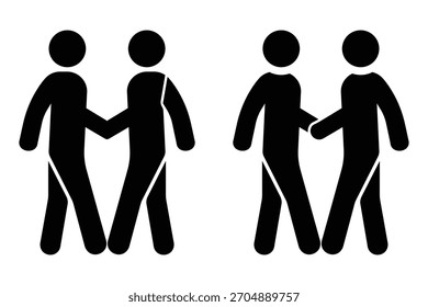 Business Handshake Vector – Silhouette of Professionals, Partnership and Agreement Icon Set