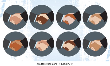 Business handshake,Two hands shaking each other. Vector illustration