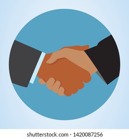 Business handshake,Two hands shaking each other. Vector illustration