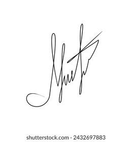 Firma de vector manuscrita de negocios. Para documentación o autógrafos.