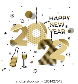 Business Happy New Year 2022 greeting card. Design concept for background, greeting card, banner for website, social media banner, marketing material. Vector illustration. Isolated on white background