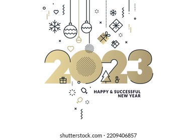 Business Happy New Year 2023 greeting card. Vector illustration for background, greeting card, party invitation card, website banner, social media banner, marketing material.