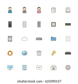 Business hardware icon set