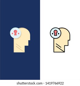 Business, Head, Idea, Mind, Think  Icons. Flat and Line Filled Icon Set Vector Blue Background