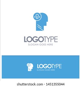 Business, Head, Idea, Mind, Think Blue Solid Logo with place for tagline