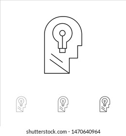 Business, Head, Idea, Mind, Think Bold and thin black line icon set. Vector Icon Template background