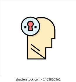 Business, Head, Idea, Mind, Think  Flat Color Icon. Vector icon banner Template