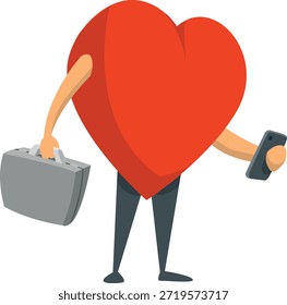 Corazón de negocios usando un smartphone