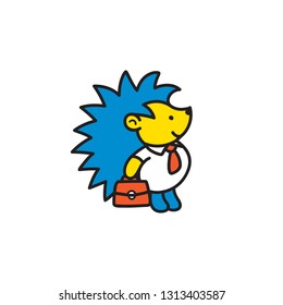 business hedgehog with briefcase and tie