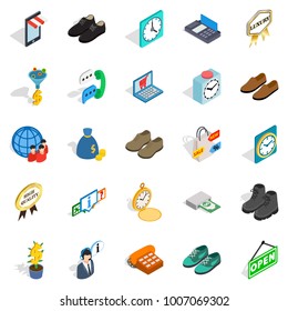 Business help icons set. Isometric set of 25 business help vector icons for web isolated on white background