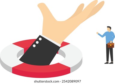 Business helper. Risk analysis. Investment protection, life or health insurance. Vector illustration

