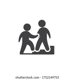 Icono de vector de ayuda comercial. signo plano relleno para concepto móvil y diseño web. Empresario le da una mano a un icono de glifo empleado. Símbolo, ilustración del logotipo. Gráficos vectoriales