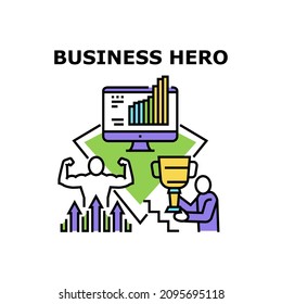 Business hero leader. Cape man. Work success character. Office employee. Power career. Strong people vector concept color illustration