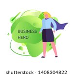Business hero vector, worker wearing mantle of heroic character woman standing in brave and bold posture flat style. Abstract design, almighty human