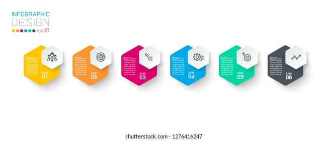 Business hexagon labels shape infographic groups bar.