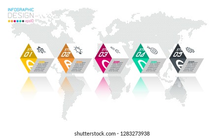 Business hexagon labels shape infographic groups bar.