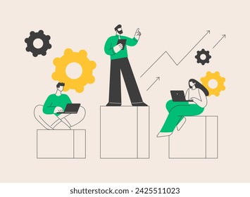 Ilustración abstracta del vector del concepto de la jerarquía comercial. Organización jerárquica, gestión de primer nivel, ejecución de plan de negocio, escalera corporativa, modelo de empresa y metáfora abstracta de tamaño.