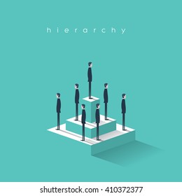 Business hierarchy in company concept with businessmen standing on a pyramid. Corporate organizational chart structure. Eps10 vector illustration.