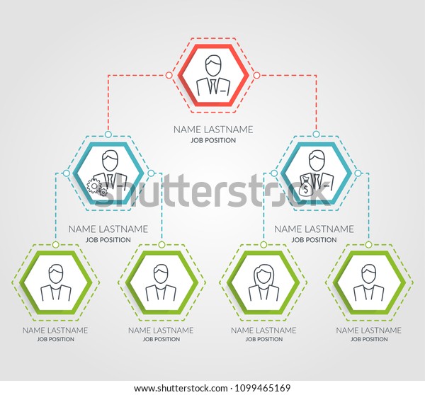 Business Hierarchy Hexagon Chart Infographics Corporate Stock