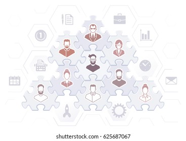 Business Hierarchy. Illustration on the subject of "Work Team".