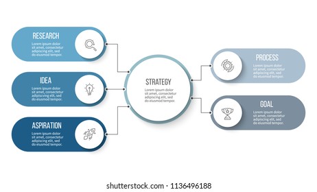 Business hierarchy infographic. Organization chart with 5 options. Vector presentation template.