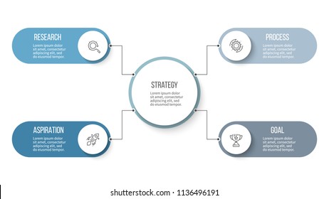 Infografía de jerarquía empresarial. Organigrama con 4 opciones. Plantilla de presentación de vectores.