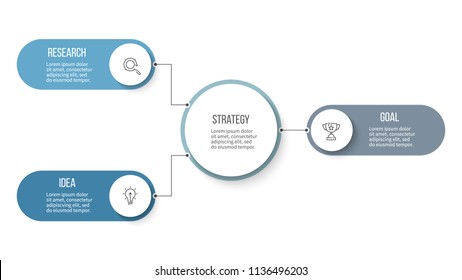 Business hierarchy infographic. Organization chart with 3 options. Vector presentation template.