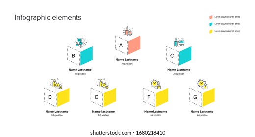 Business hierarchy organogram chart infographics. Corporate organizational structure graphic elements. Company organization branches template. Modern vector info graphic tree layout design.