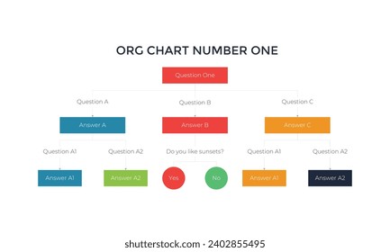 infografías del organigrama de la jerarquía empresarial. Elementos gráficos de la estructura organizativa corporativa. Plantilla de sucursales de la organización de la empresa. Diseño de árbol gráfico de información vectorial moderno.