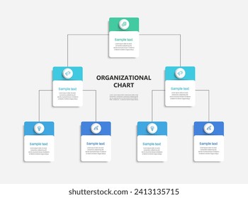 Business hierarchy organogram chart infographics. Corporate organizational structure graphic elements