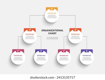 Business hierarchy organogram chart infographics. Corporate organizational structure graphic elements