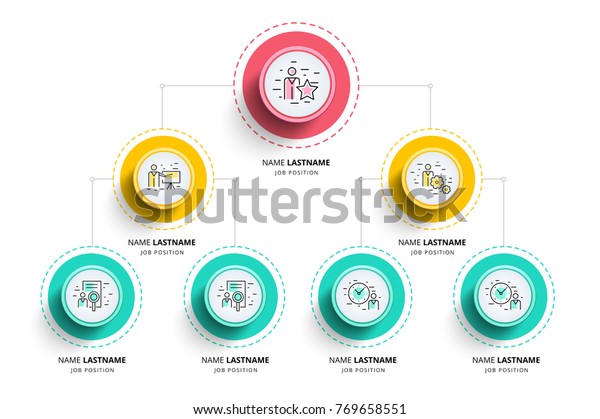 Business
hierarchy organogram chart infographics. Corporate organizational
structure graphic elements. Company organization branches template.
Modern vector info graphic tree layout
design.