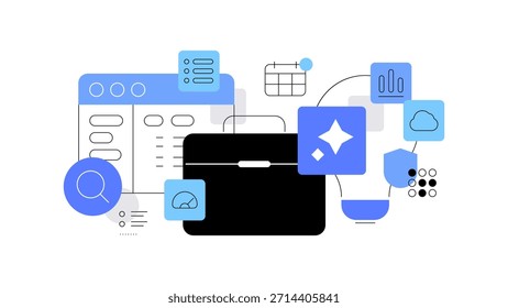 Business and high tech innovations. Flat illustration. Vector file.
