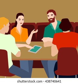 business hipster persons in deals vector lunch