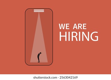 Business hiring and recruitment vector concept with spotlight. Career opportunity, success and goal