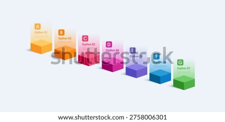 Business histogram for financial growth chart. Seven step milestone elements or diagram