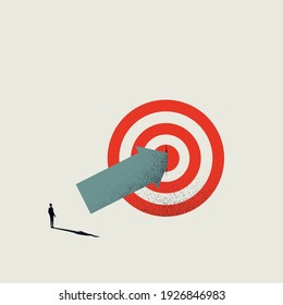 Business Hit Target Vector Concept With Businessman Hitting Bullseye. Symbol Of Success, Achievement. Eps10 Illustration.