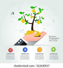 Business hold growth success infographic.