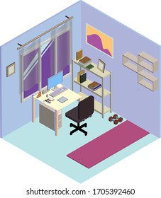 business from home work at home freelancer vector isometric 3d illustration