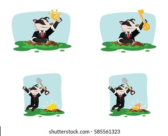 business honey badger cartoon set