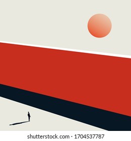 Business hope and positive outlook vector concept. Challenge, obstacle and opportunity symbol. Minimal art design.