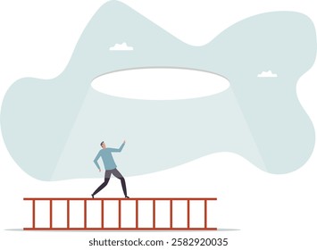 Business hope to solve crisis problem, plan and strategy to reach achievement, ladder of success.business concept.flat character.