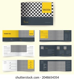 Business horizontal brochure, corporate landscape brochure template, bi fold brochure company profile, company proposal geometric shape, poster design brochure, abstract magazine background a4 page