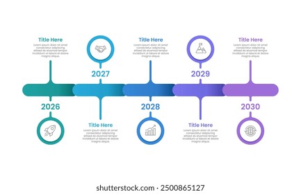 Business Horizontal Infographic Timeline. 5 Steps to Business Operation Plan for Success. Presentation, Marketing, and Annual Report. Vector illustration.