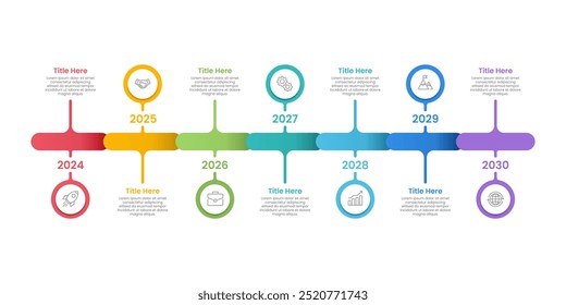 Business Horizontal Infographic Timeline. 7 Steps to Business Operation Plan for Success. Presentation, Marketing, and Annual Report. Vector illustration.