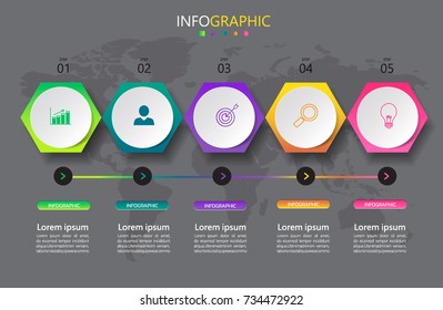 Business horizontal timeline infographic, can be used for presentation,workflow layout, diagram, website, corporate report, advertising, marketing. vector illustration