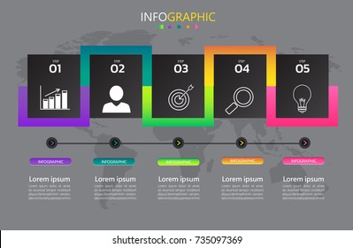 Business horizontal timeline infographic that can be used for presentation,workflow layout, diagram, website, corporate report, advertising, marketing. vector illustration