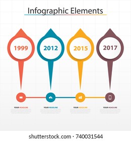 Business horizontal timeline process chart infographics template. Vector banner used for presentation and workflow layout diagram, web design. Abstract elements of graph 