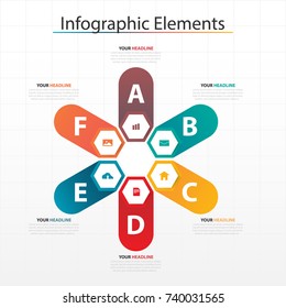 Business horizontal timeline process chart infographics template. Vector banner used for presentation and workflow layout diagram, web design. Abstract elements of graph 